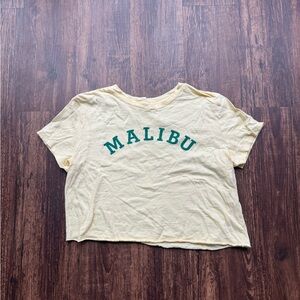 Lucky Brand Women’s Butter Yellow “Malibu” Graphic Cropped T-Shirt - Size S